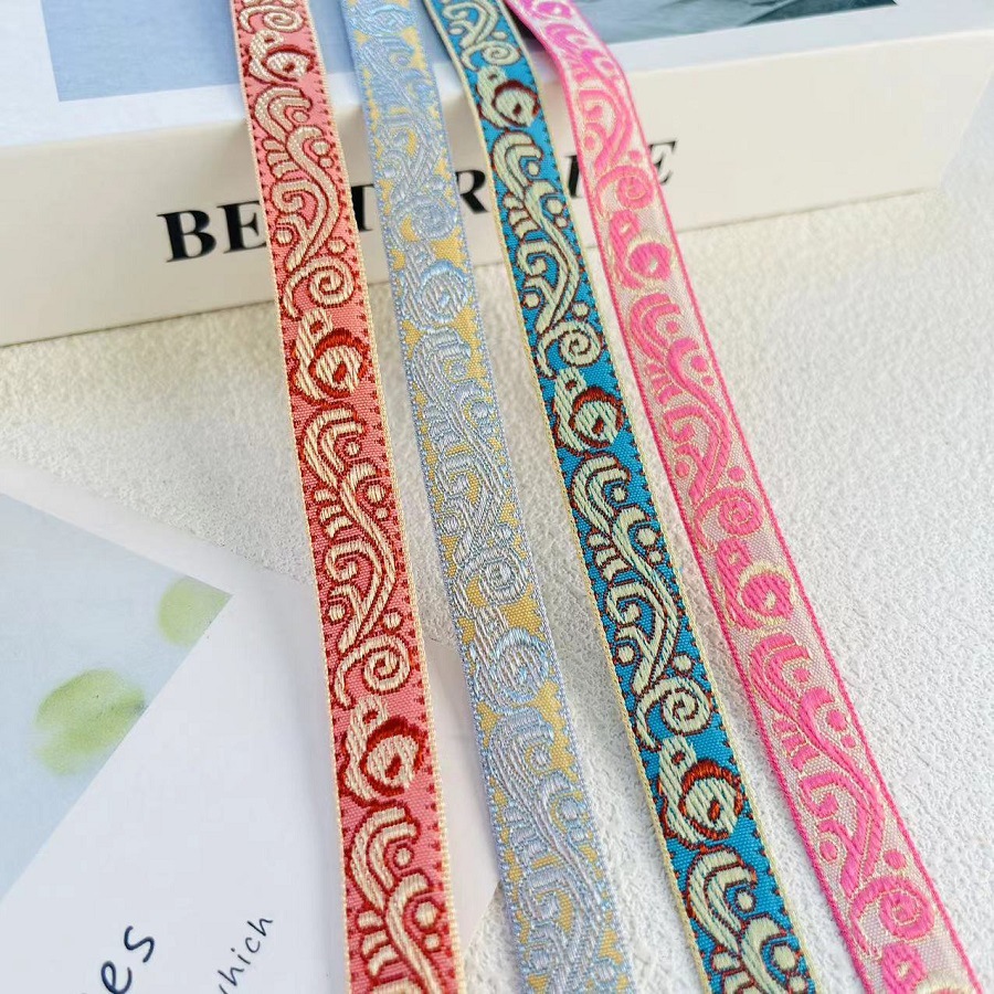 Jacquard Ribbon Ethnic Lace Xiangyun Pattern Clothing Shoe Bag Accessories 9 m Wide 1.5 cmA-2903