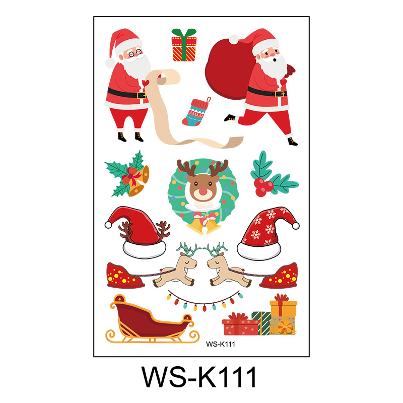 Picture of New Christmas Tattoo Sticker Children Cartoon Holiday Party Atmosphere Eco-friendly Waterproof Face Sticker Elk Tattoo Sticker