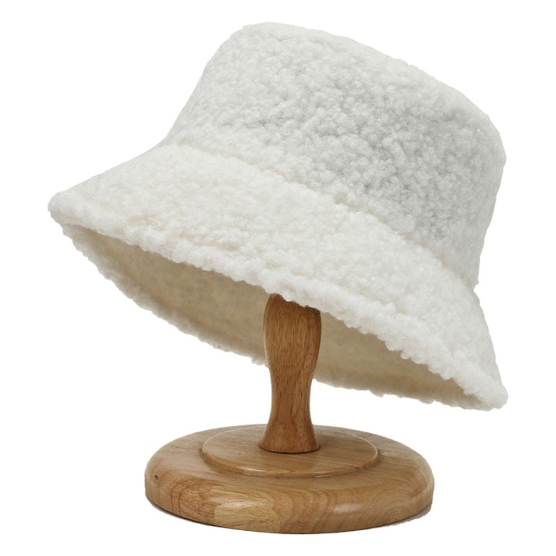 Hat women's autumn and winter classic light board solid color lamb wool fisherman hat Korean style versatile warm sun hat for students
