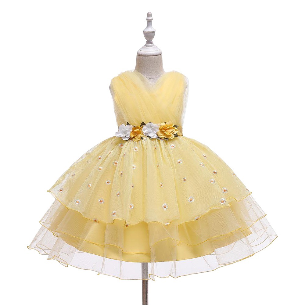 Picture of 2020 Summer new yellow skirt girls dress children's clothing piano costume a princess dress