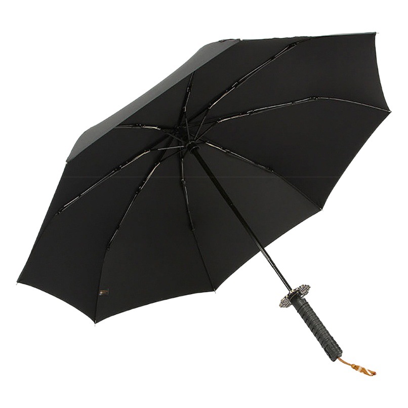 Picture of Spot Wholesale Fully Automatic Men's Folding Wind-Resistant Reinforced Thickened Creative Samurai Handle Umbrella Japanese Samurai Umbrella
