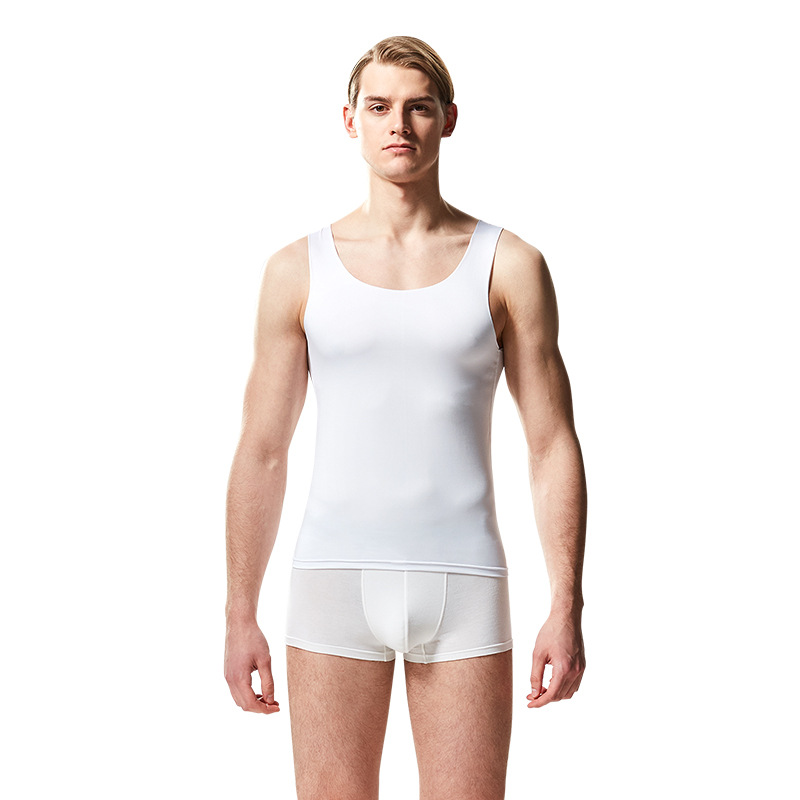 Picture of New men's ice silk vest wide shoulder narrow tailored breathable sweat-absorbent sports fitness base waistcoat monochrome hair generation