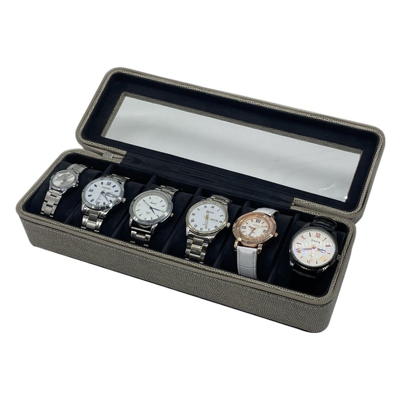 Spot batch of serpentine PU leather 6 zipper watch storage collection box 6 leather watch gift box