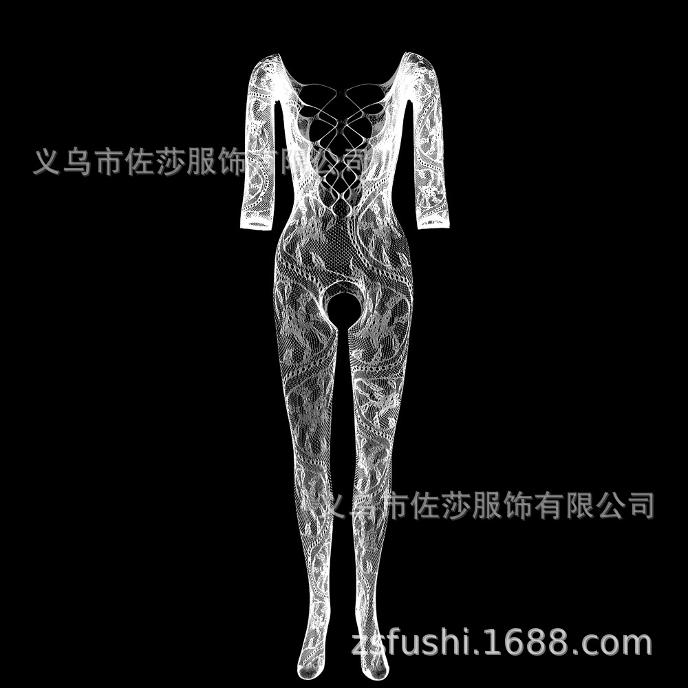 Picture of New European and American one-piece one-piece mesh clothes big dragon pattern open file-free sexy uniform temptation w089