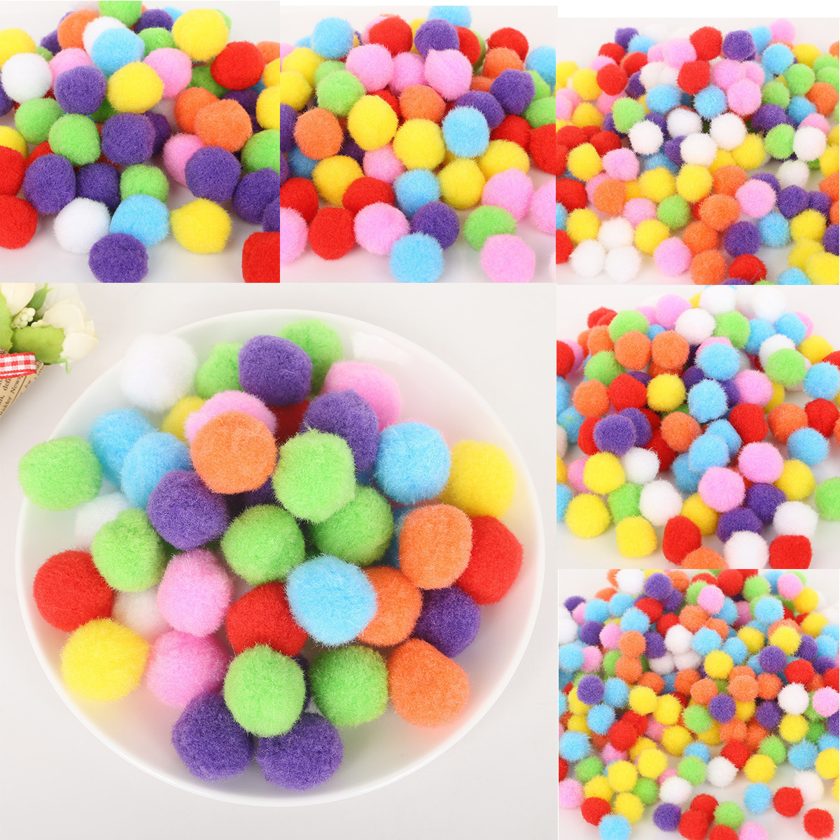 Colorful fur ball children's creative Christmas handmade DIY jewelry pendant decorative clothes accessories material round ball batch