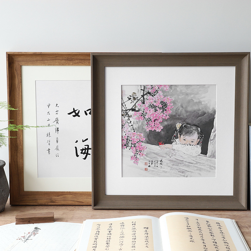 Picture of Calligraphy and Painting mounting frame outer frame 30-inch 38-inch 50 Chinese painting calligraphy frame simple photo frame square picture frame wall hanging