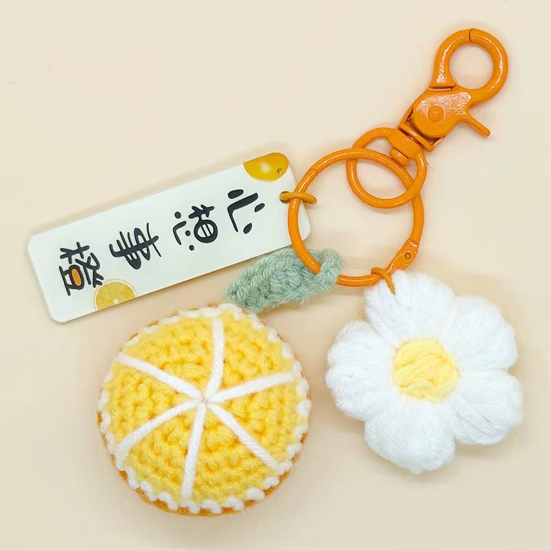 Picture of Wool knitted handmade pendant Persimmon Persimmon Ruyi keychain good thing happened pendant gift box accessories hanging jewelry
