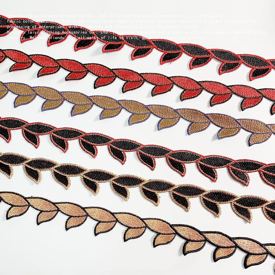 New Chinese-style Lace Sticklish Beauty Feeling Leaf Clothing All-match Embroidery Fine Thread Machine Embroidery Flower Bar Code Lace