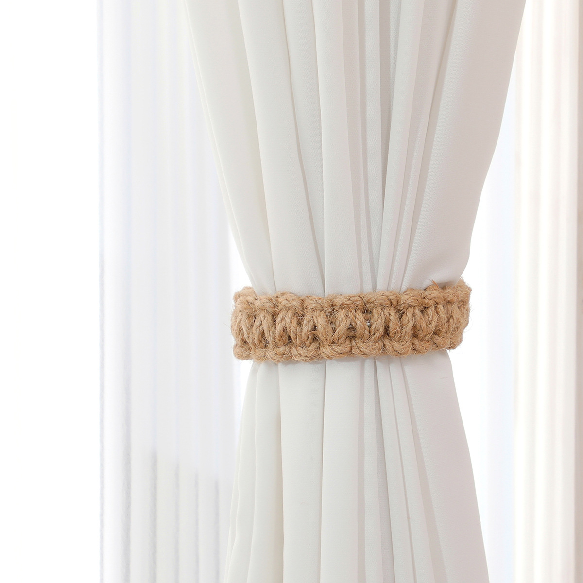Picture of Cross-border new hemp rope curtain clip living room curtain binding rope woven curtain lace pure handmade window