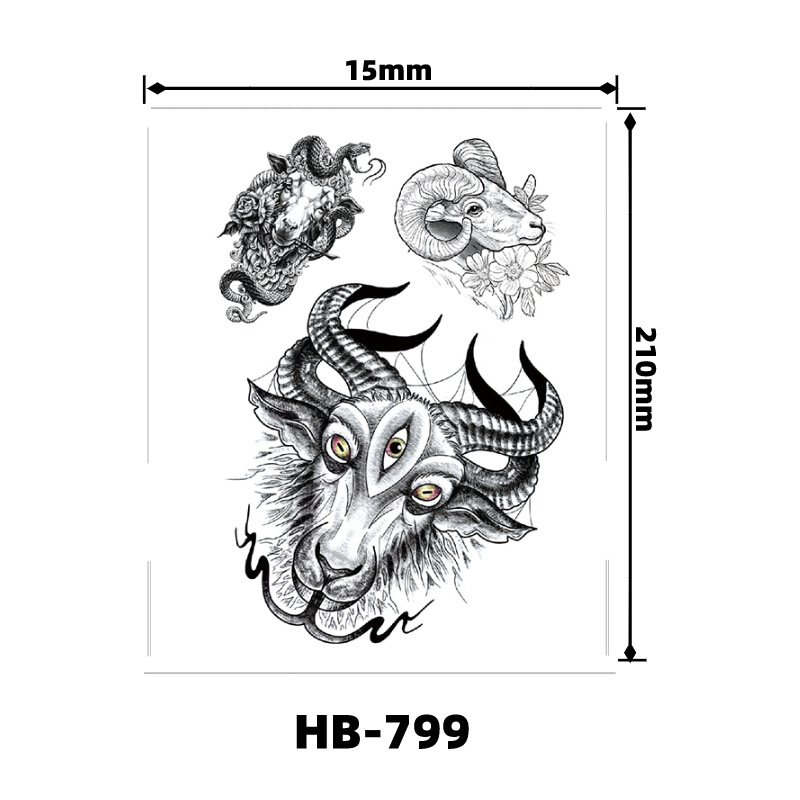 Picture of Factory wholesale tiger blood wolf head tattoo stickers to map custom small fresh English letters cartoon pattern stickers
