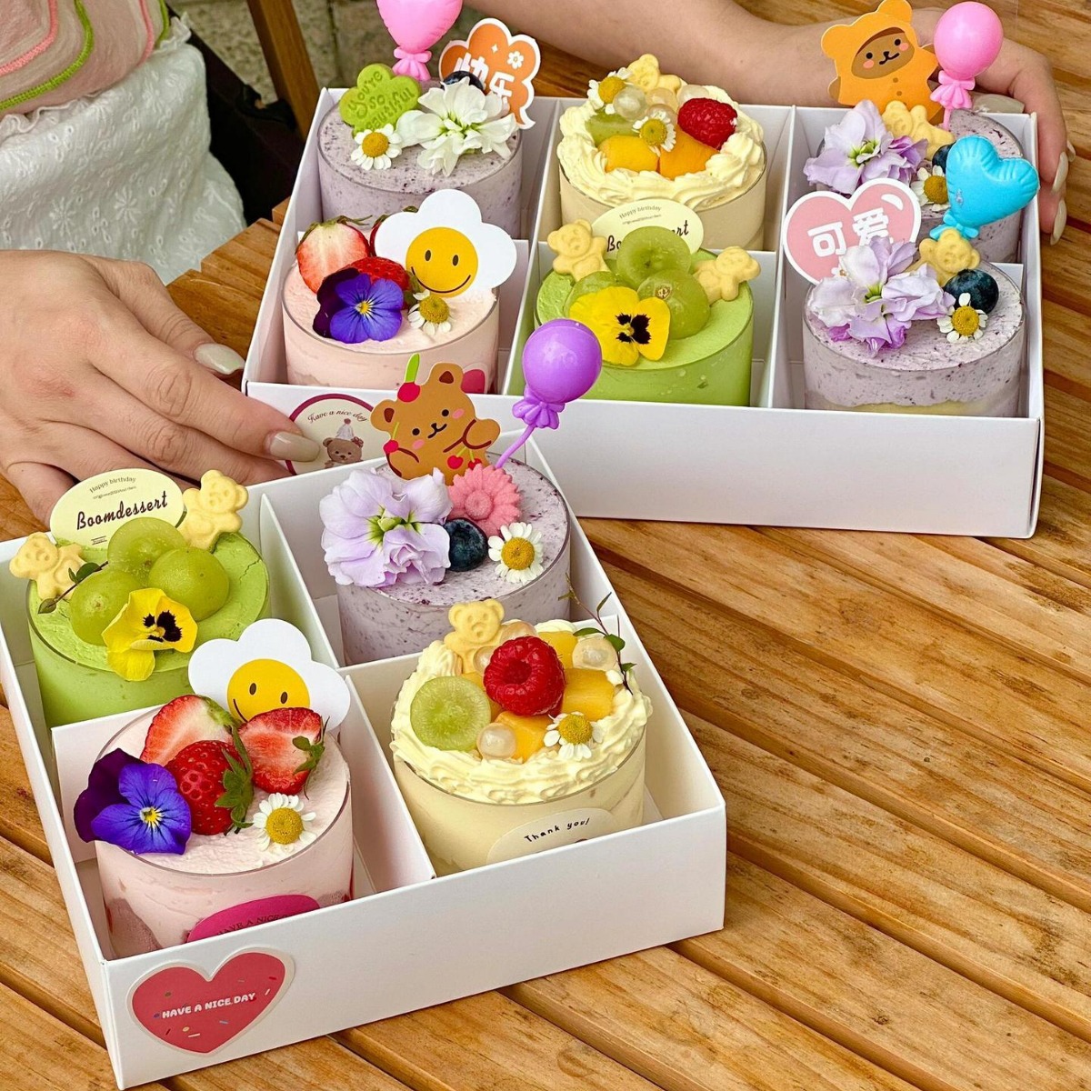 4/6/9 gongge tea break box spring outing picnic box with packing box afternoon tea baking dessert cake packing box