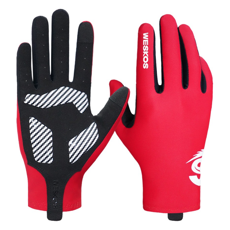 Strict selection of riding gloves outdoor bicycle non-slip shock absorption full finger touch screen spring and summer thin silicone running gloves