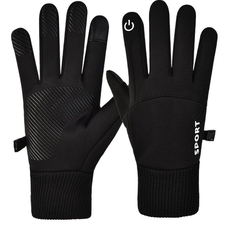 Cycling Gloves Men's Touch Screen Winter Fleece-Lined Driving Water-Splashing Non-Slip Cycling Outdoor Sports Takeaway Warm Gloves