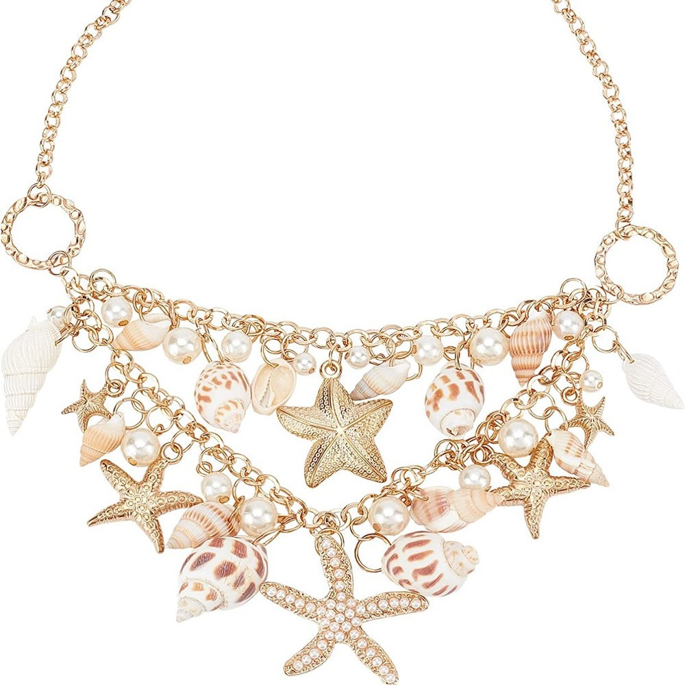Picture of Vacation Style All-match Conch Sea Star Pendant Necklace Bracelet Women's suit Fashion Fashion Jewelry Cross-border Jewelry