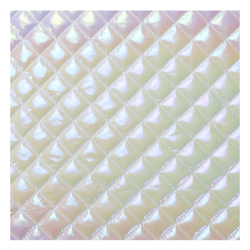 Embroidered fabric pearlescent magic color reflective coating Plaid quilted trench coat cotton-padded jacket bags quilted fabric embroidered fabric