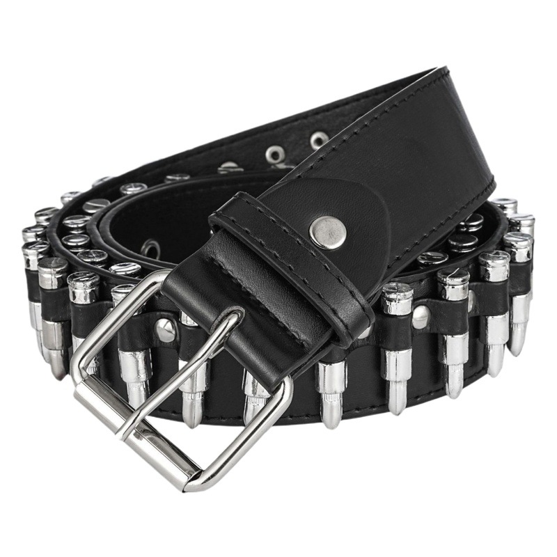 New Bullet Belt Wide Rivet Belt Men's Punk European and American Fashion Belt Cross-Border Women's Personality