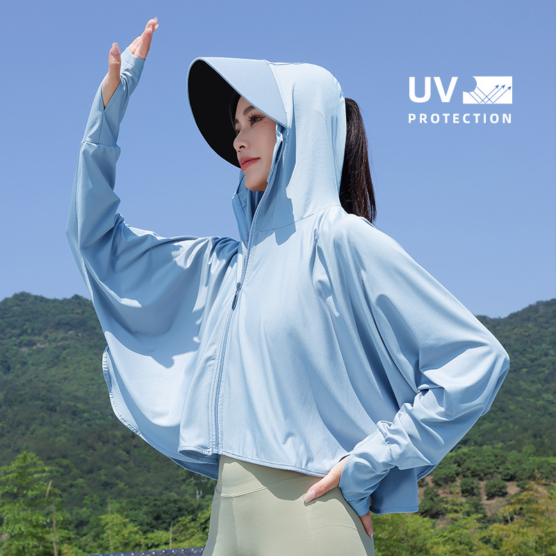 2025 Summer Sun Protection Clothing Women's New Anti-Uv Outdoor Cycling Large Size Short Jacket Ice Silk Breathable Sun Protection Shirt