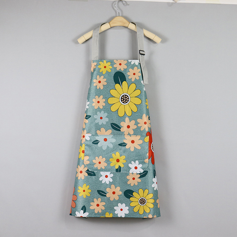 Picture of New kitchen flower half neck adjustable apron women's summer thin breathable waist waterproof and oil-proof wholesale