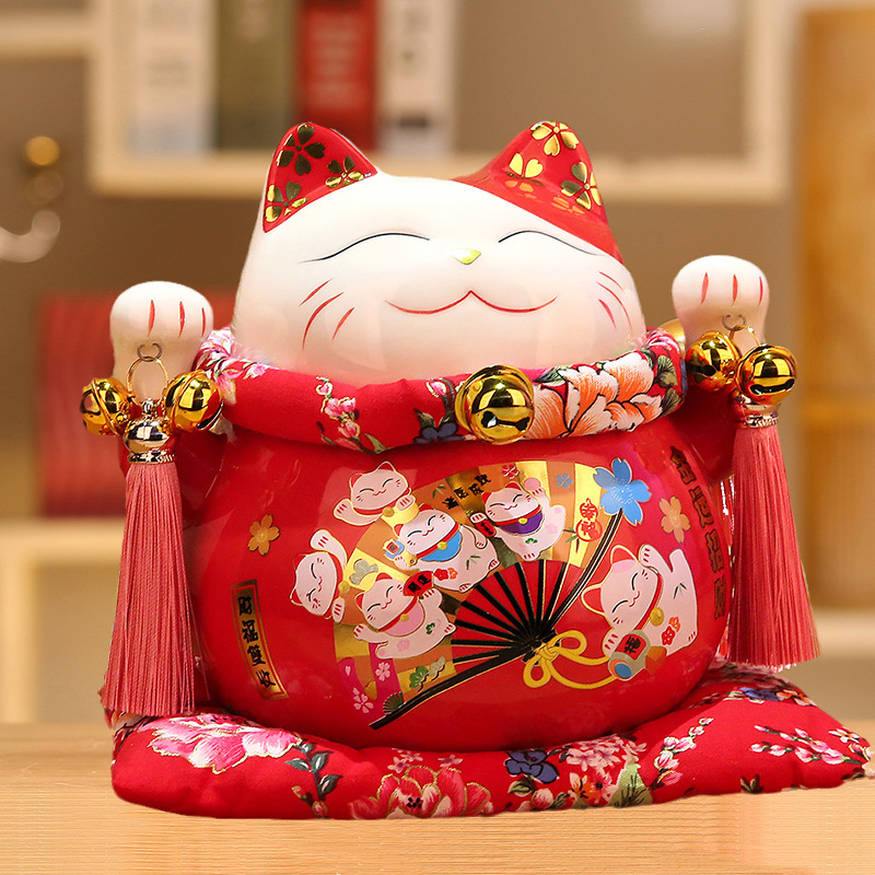 Picture of Lucky Cat Ornaments Creative Gift Decorations Japanese Piggy Bank Large Ceramic Living Room Shop Opening Lucky Cat