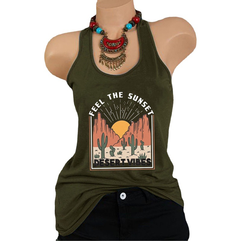 2022 spring cross-border shirt new letter desert vest women's summer loose vest T-shirt