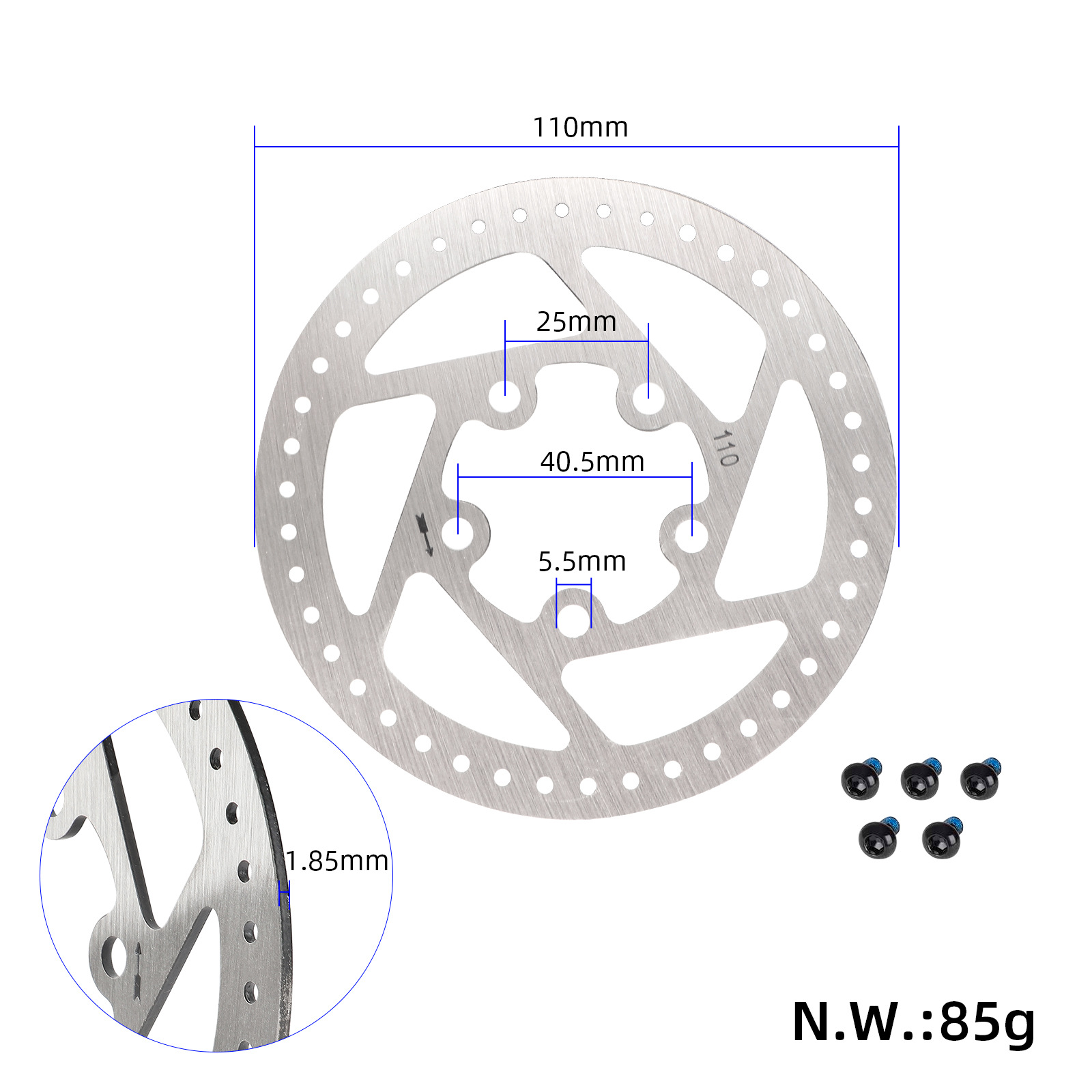 Picture of 110mm Reinforced Brake Disc (with Screws) for M365 1S Electric Scooter Brake Disc