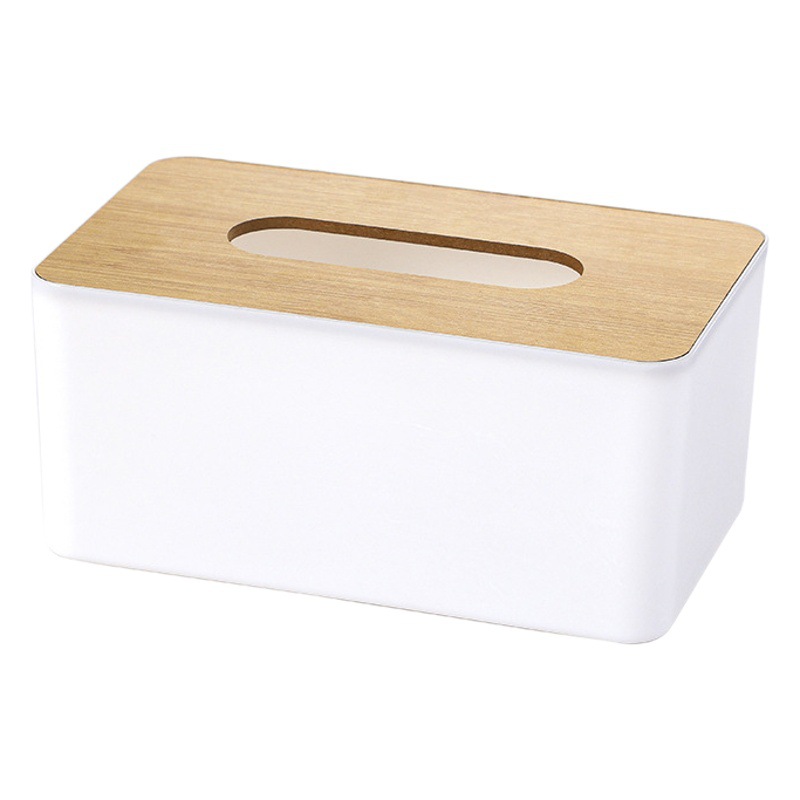 Japanese Style Wooden Cover Tissue Box Remote Control Paper Box Desktop Toilet Paper Box Living Room Paper Towel Printed Advertising Tissue Box