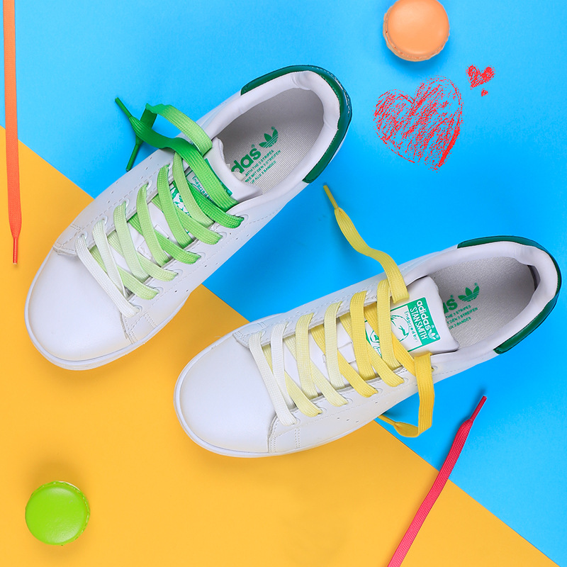 Rainbow shoelace gradient personalized color vertical pattern trend shoelace printing with sports shoelaces
