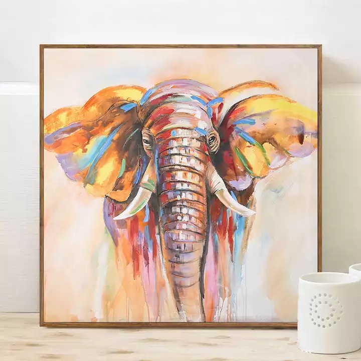 Foreign trade hot color painting elephant mural living room bedroom wall hanging painting canvas frameless HD painting core