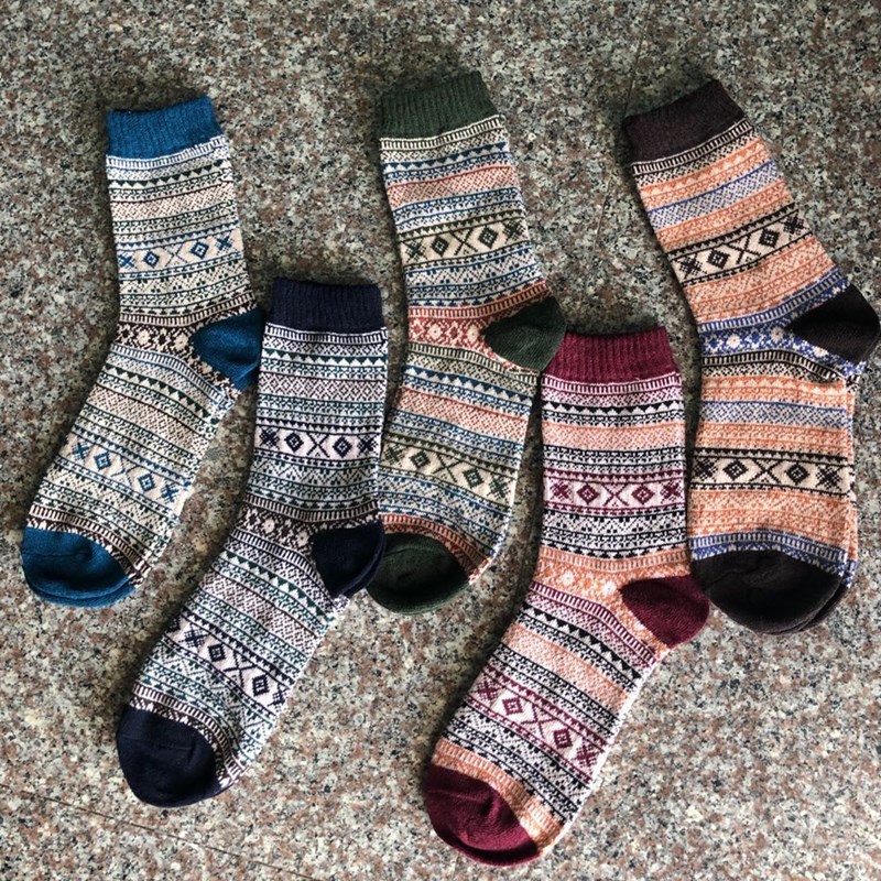 Autumn and winter rabbit wool socks double road thickened men's socks literary National style cashmere Terry socks manufacturers special price