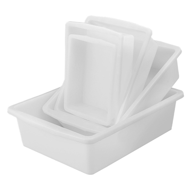 White Plastic Rectangular Box Square Basin Malatang Kindergarten Supermarket Thickeneded Lidless Storage Box Refrigerator Freezer Basin