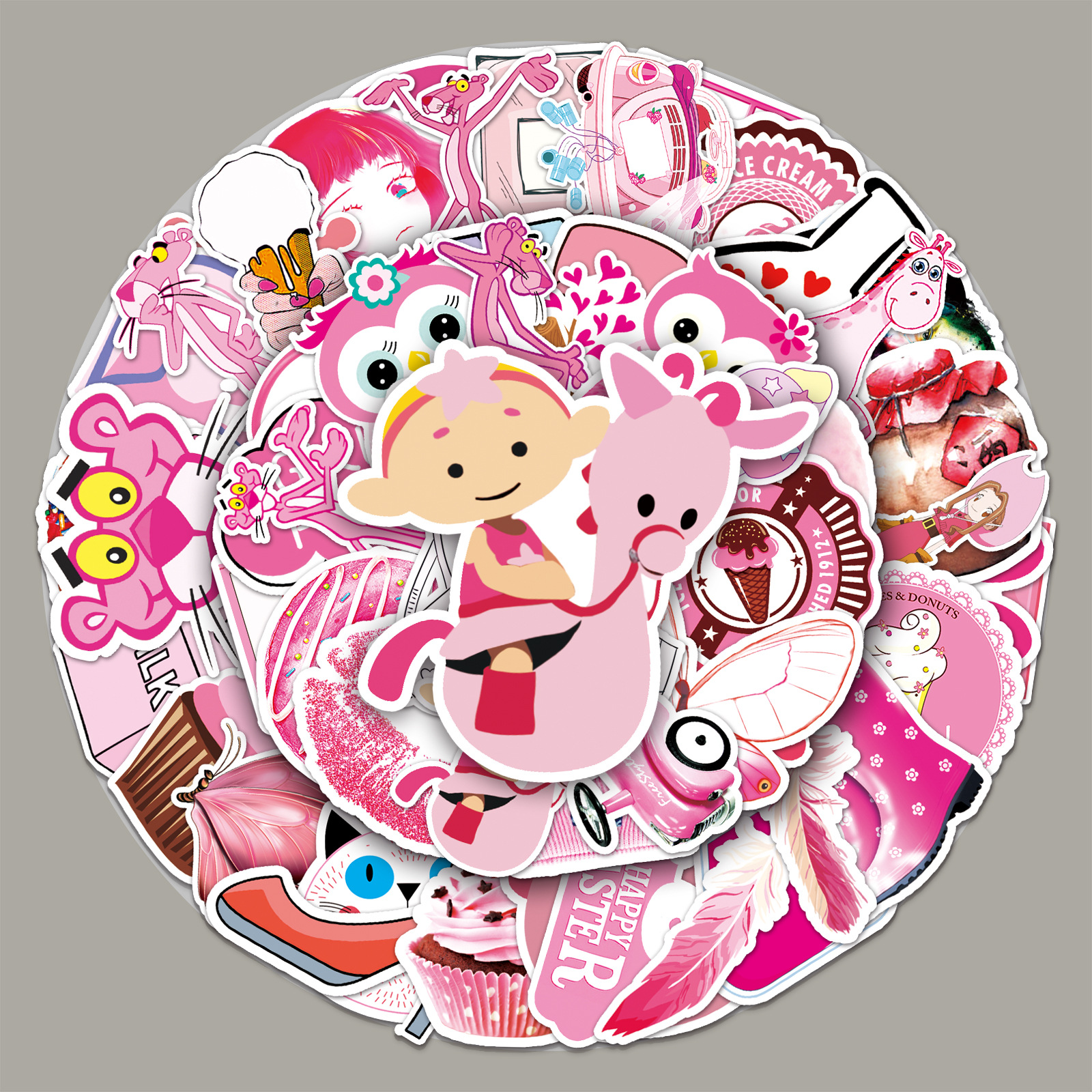 54 Pink Series INS Wind Graffiti Stickers Luggage Laptop Car Mobile Guitar Decoration Stickers