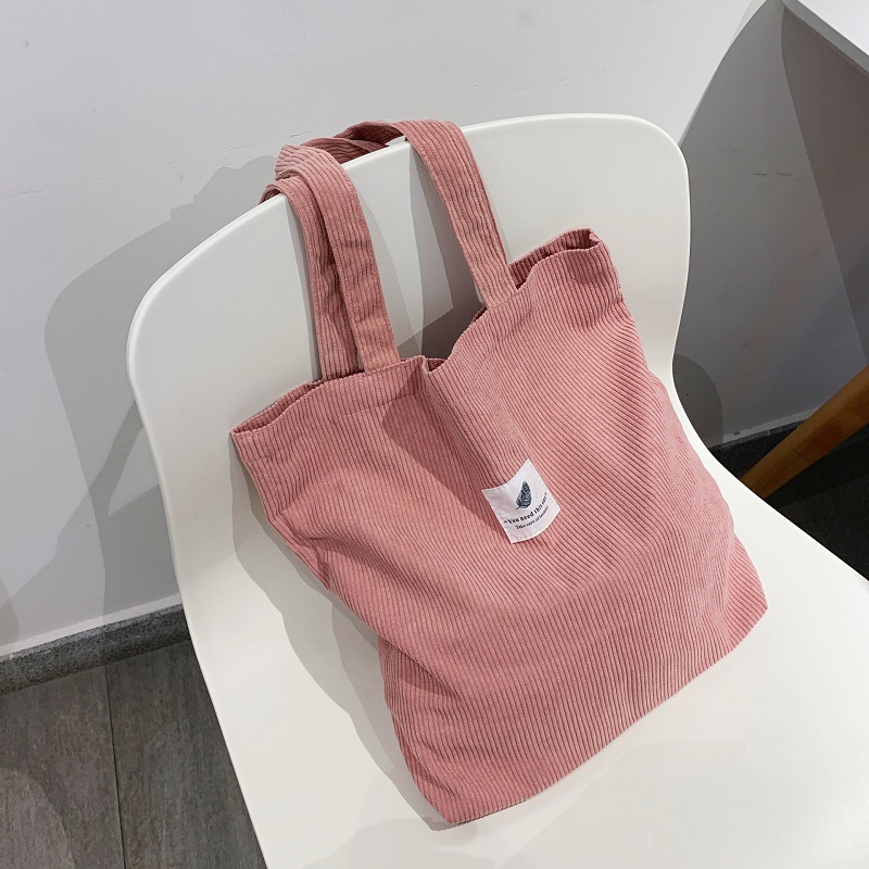 Picture of Spot Corduroy Shoulder Bag Baita Student Handbag 2024 Guangzhou Shiling Casual Shopping Bag Women's Tote Bag