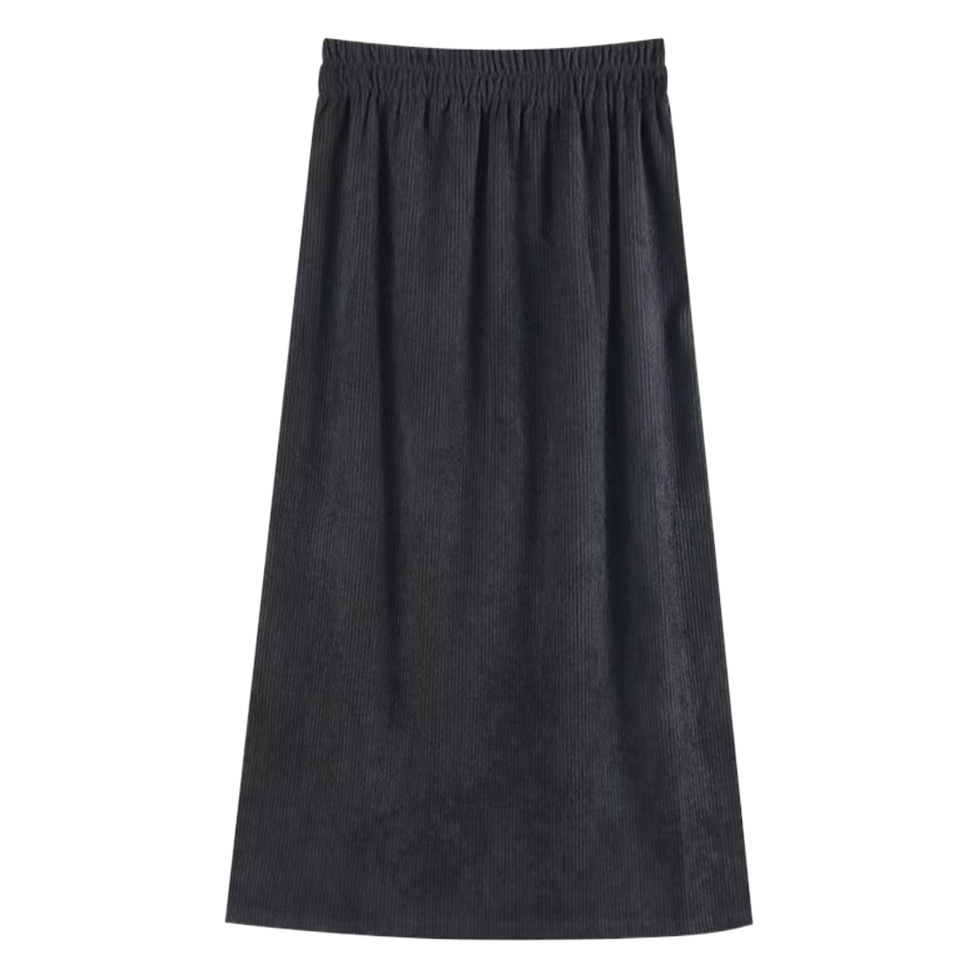 Corduroy Skirt Women's Autumn and Winter Fashion Elegant Slim-fit Elasticated High Waist a-shaped Mid-length Split Skirt for 2023