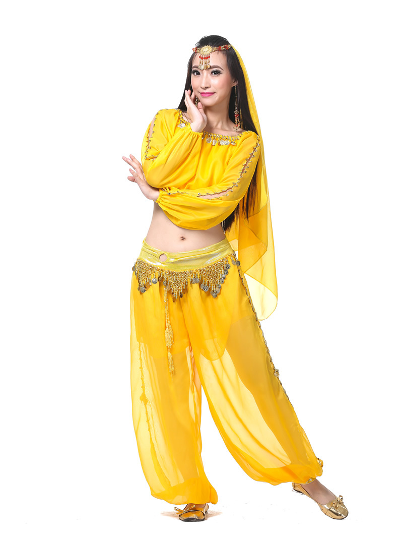 Picture of 4 Piece Set Lantern Long Sleeve Ring Lantern Pants Veil Belly Dance suit Belly Dance India Performance suit