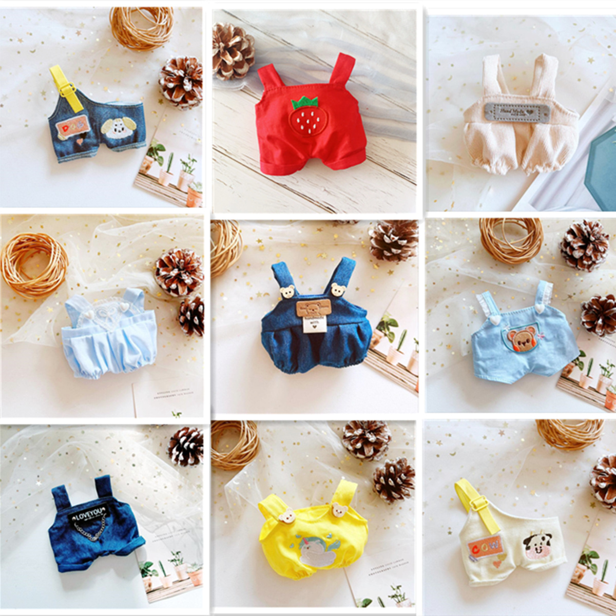 Hot selling one-shoulder bib pants 20cm cotton doll normal body fat body clothing accessories in stock