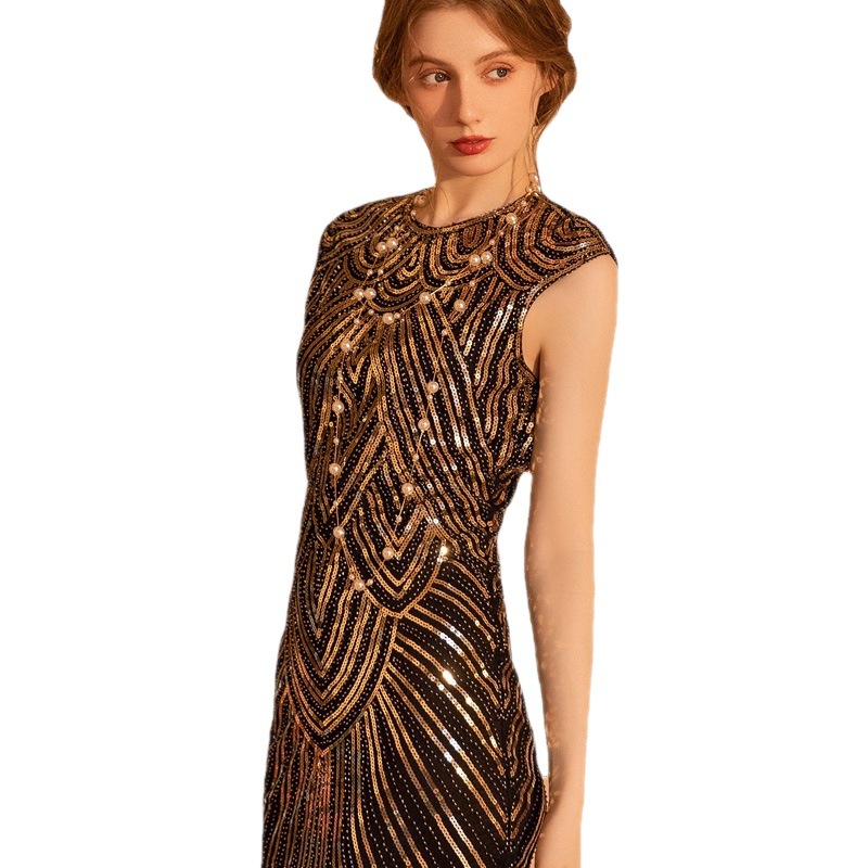 Picture of Retro New Sequins Gatsby Ball Tassel Dress Evening Party Dress European and American Sexy Evening Dress