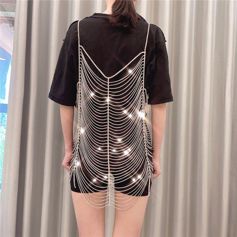 Picture of Amazon Explosions Diamond Body Chain European and American Sexy Long Necklace Nightclub Exaggerated Tassel Siamese Body Chain Skirt