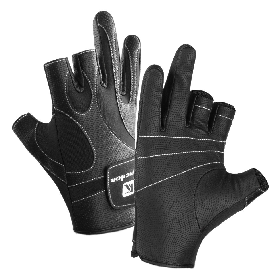 Outdoor Sports Autumn and Winter Non-Slip Three-Finger Flying Lure Equipment Wear-Resistant Plus Velvet Fishing Gloves Wholesale