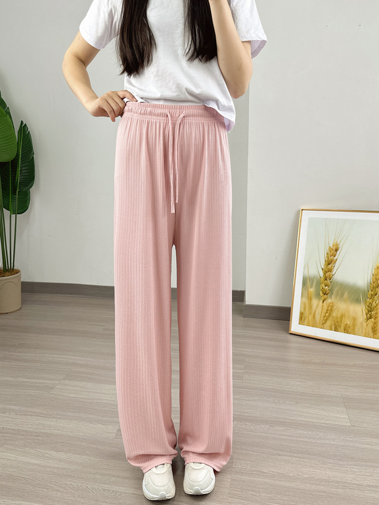 Picture of Cross-border Wide Leg Pants Factory Macaron Flower Thousand Bone Casual Pants Women's Foreign Trade Straight Pants Summer Jacquard Pants Women's Slim