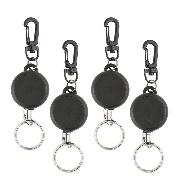 Cross-border hot sale ABS ID buckle 35mm diameter retractable easy pull buckle dog buckle wire rope easy pull keychain