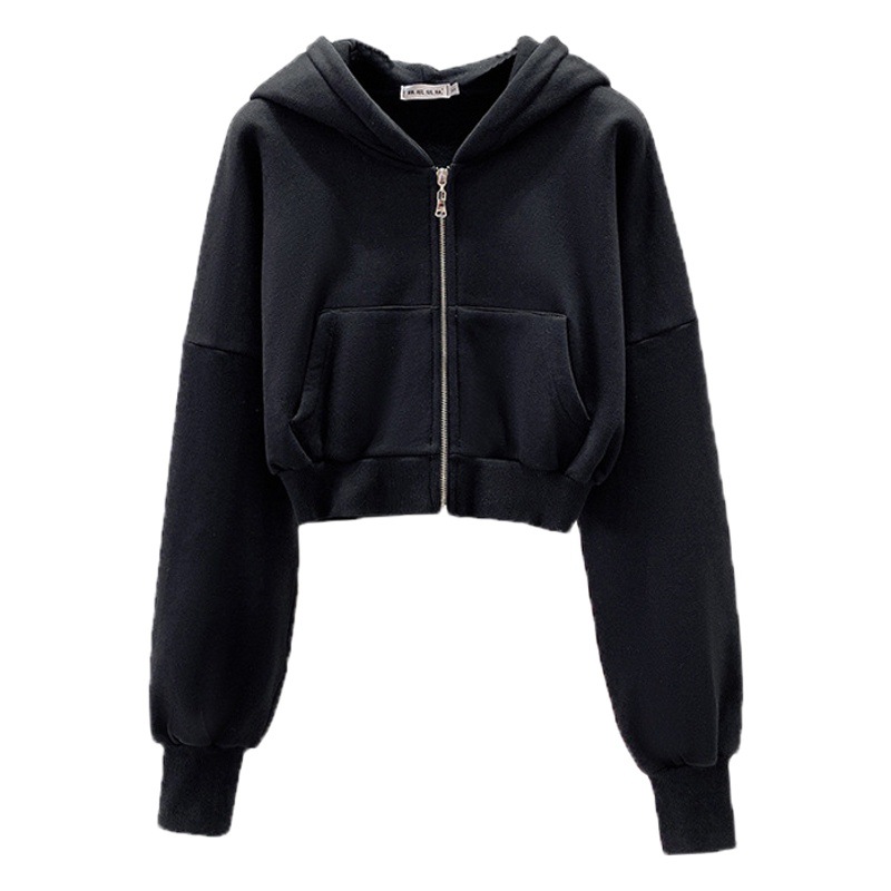 2025 Spring and Autumn New Korean Style Fashion High Waist Slim Hooded Yoga Cardigan Jacket Short Sports Sweatshirt Women's Trendy
