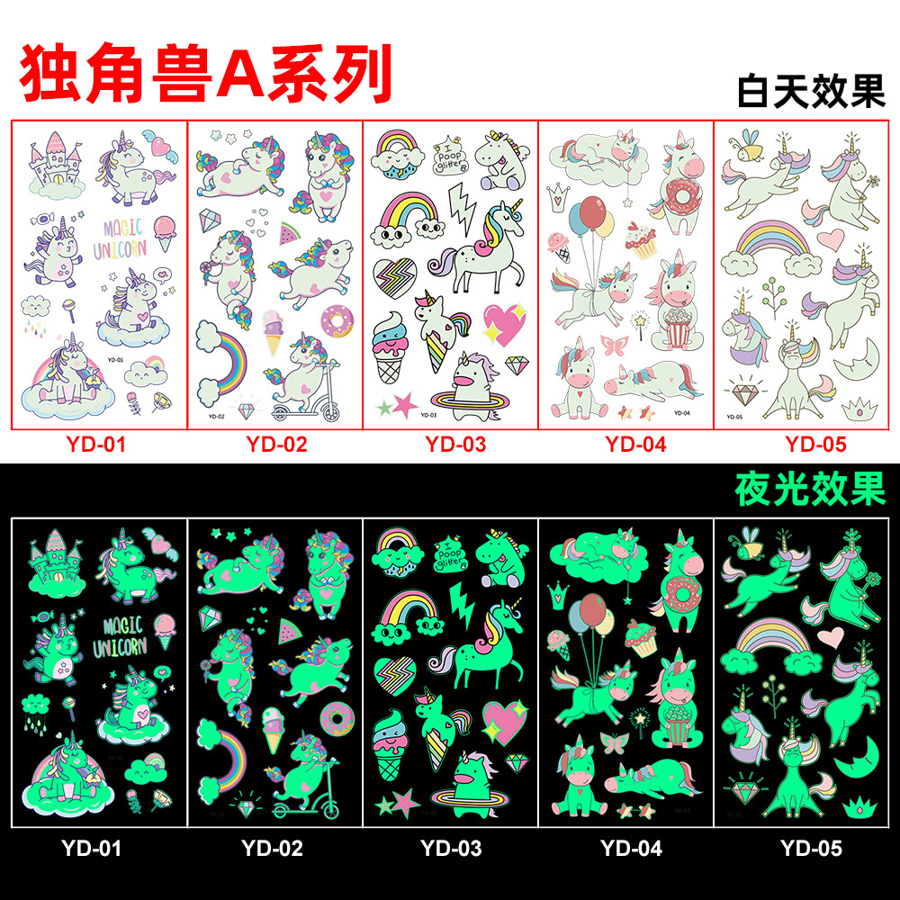 Picture of Amazon New Luminous tattoo Sticker Kids Cartoon Bonus Party Gift tattoo Cross Border Temporary Sticker