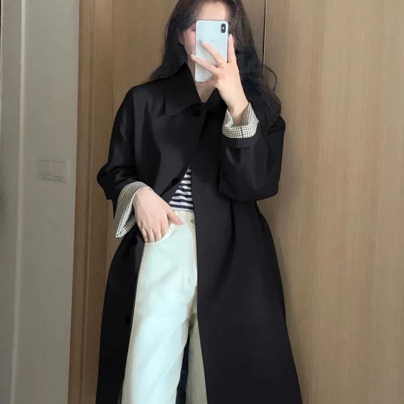Picture of Early Autumn Coat Coat Women's 2023 New Spring and Autumn khaki Small Korean-style British-style Mid-length