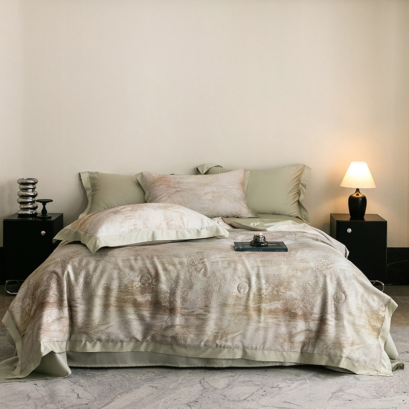 Picture of Light Luxury 100 Lyocell Tencel Summer Cool Quilt Four-Piece Set Air Conditioned Quilt Summer Quilt Advanced Sense Class A Maternal and Infant Quilt
