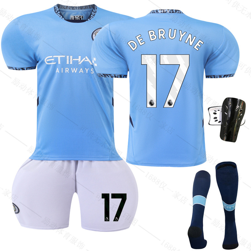 Picture of 2425 Manchester City Home New Football Suit No.9 Harland Jersey 17 De Braunay suit Foreign Trade Supply Factory