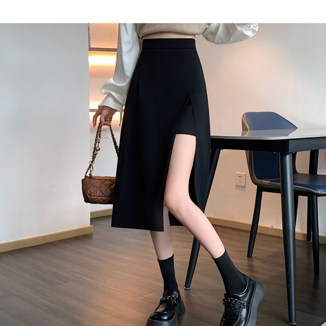 2025 New Design Niche Student High-Waist Slim Draped A-Line Skirt Versatile Mid-Length Hip-Hugging Skirt
