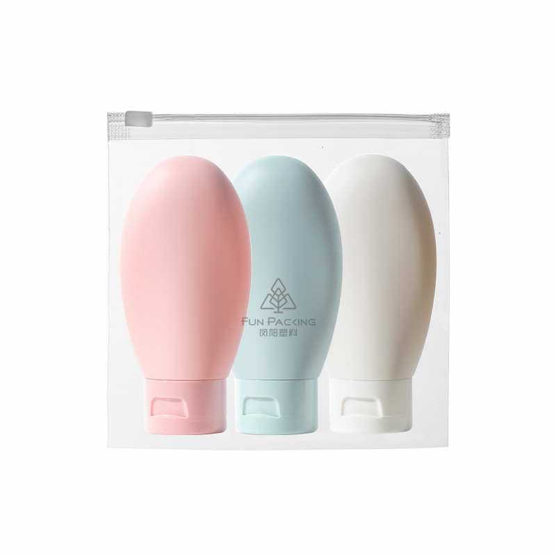 Picture of Travel wash and care suit three-piece PE suede hose bottle portable skin care products wash squeeze facial cleanser sub-bottle