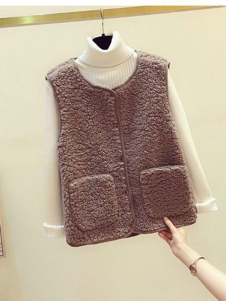 Picture of 2023 Winter New Style Gentle Vest Round Neck Single-Breasted Vest Jacket Slimming Look Cashmere Cardigan for Women