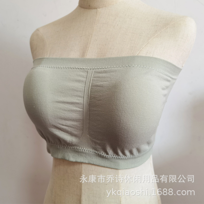 Picture of Foreign Trade One-Word Bra, Anti-Exposure, Plus Size Double-Layer Tube Top with Breast Pads, Breast Pads, Bottoming Intimates, No Steel Ring, Chest Wrap