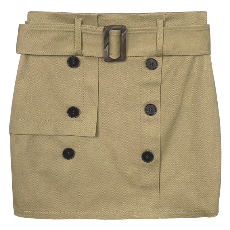 South Korea Dongdaemun new fashion all-match slim-fit Sexy Hot girl Women's hip belt double-breasted skirt